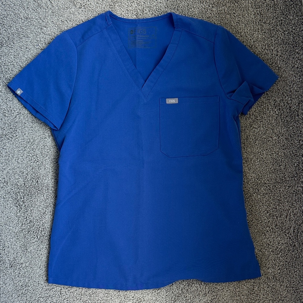Figs Denim color V-neck on pocket scrub top